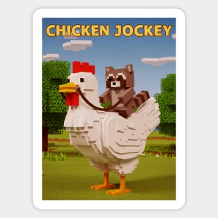 Chicken-Jockey - Funny Raccoon riding Chicken Sticker